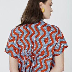 Osei Duro Bata Dress in red zig-zag size Small!